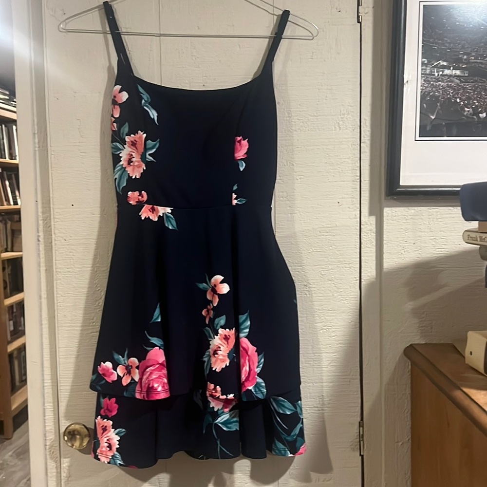 Altar’d State Navy Blue Floral Short Dress